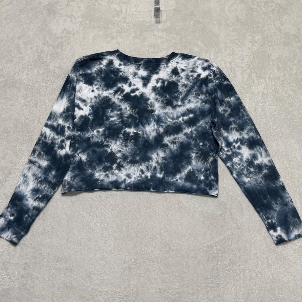 New Era Milwaukee Brewers Crop Top Women Large Navy Tie Dye MLB Long Sleeve NEW - Picture 3 of 12